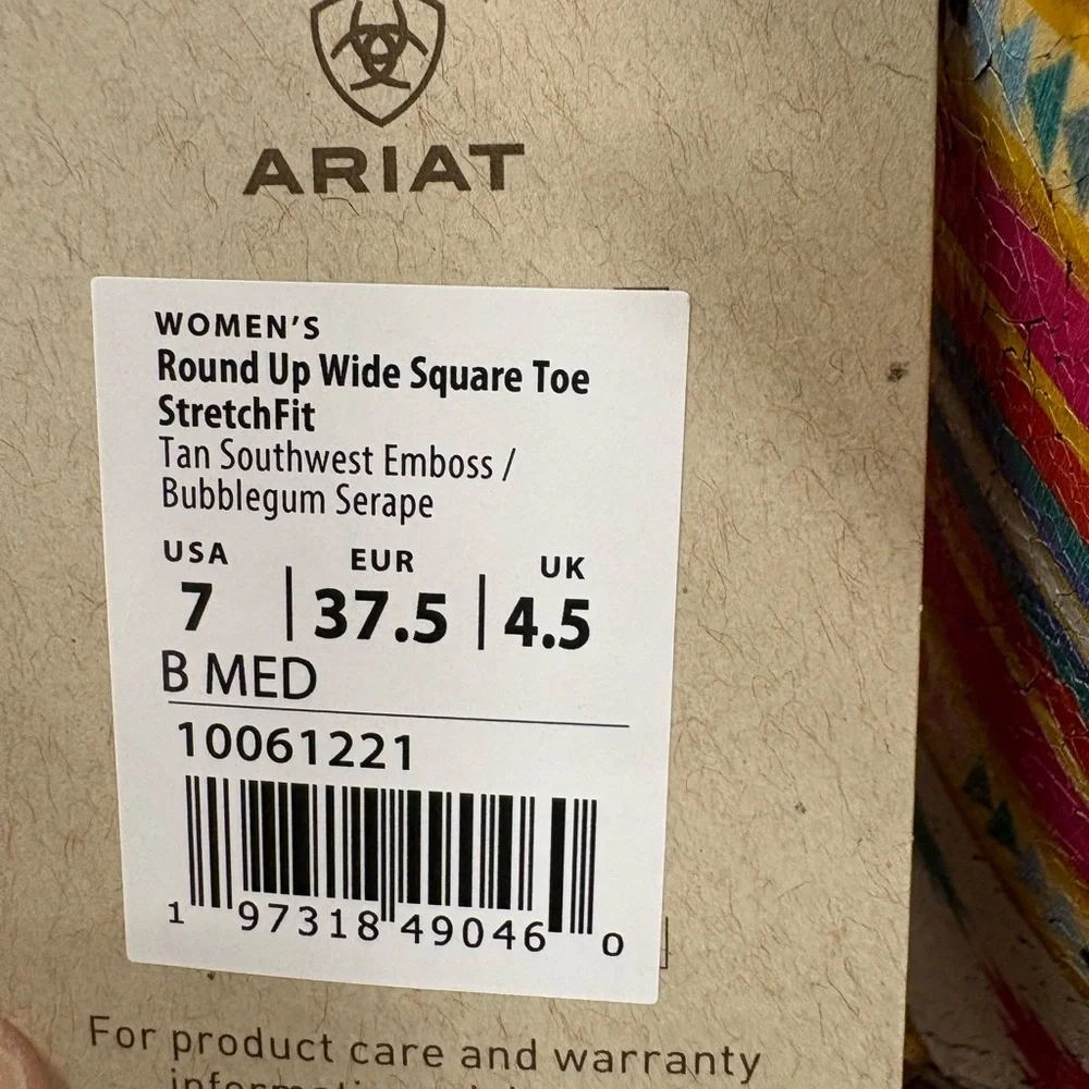 Ariat Brown Round Up western Wide Square Toe StretchFit cowboy boots - Picture 5 of 13